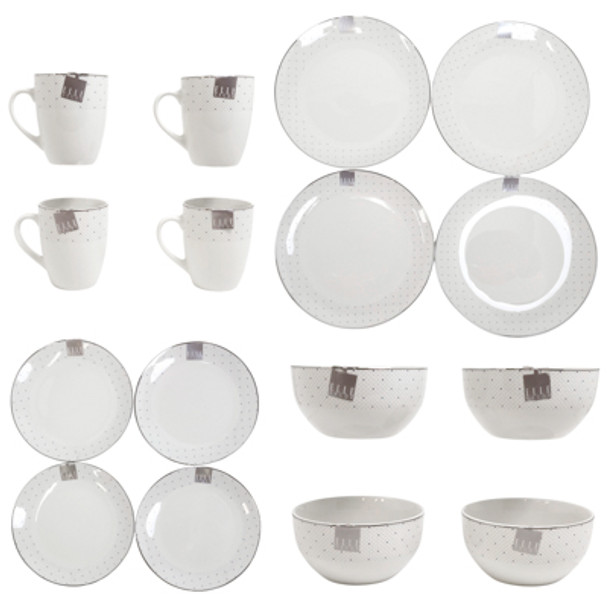 DINNERWARE 16PC SET ISABELLE PORCELAIN BROWN BOX ELLE COLLECTION