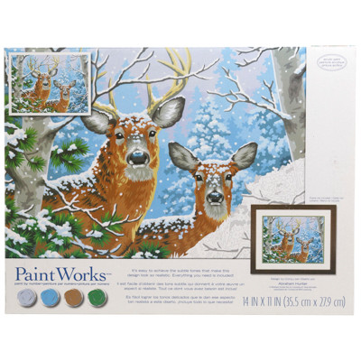 PAINT BY NUMBER 14X11 WHITETAIL WINTER PAINT WORKS *16.49*