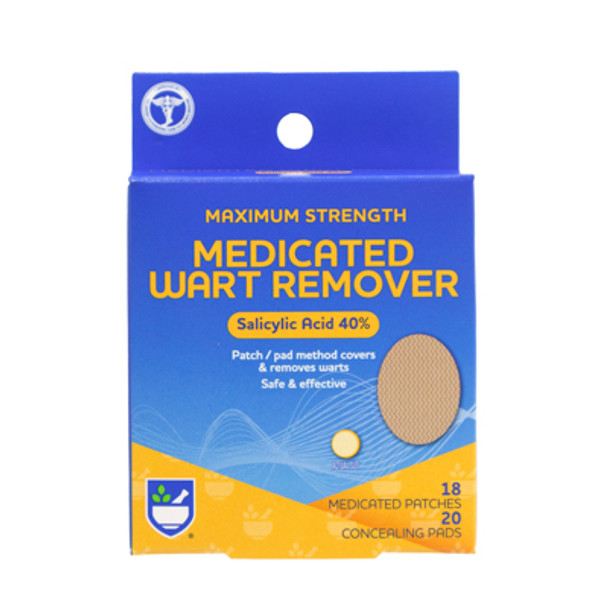 WART REMOVER MEDICATED 18CT PATCHES/20CONCEALING PADS 40%SALICYLIC ACID RITE AID PEGGABLE