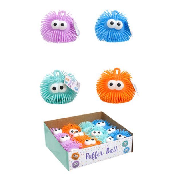 PUFFER BALL W/EYE EXPRESSIONS 4AST 24PC PDQ 3IN DIA/HT