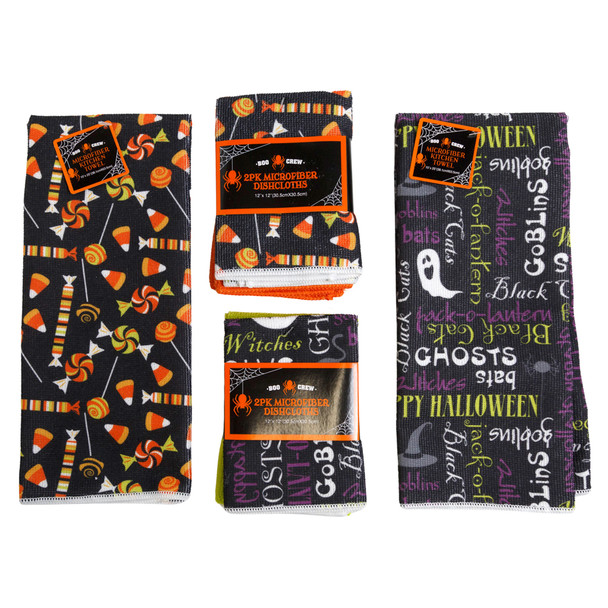 KITCHEN TEXTILES HLWN MICROFIBER 2PK DISHCLOTH/1PK TOWEL WRAP CARD/HT & J-HOOK