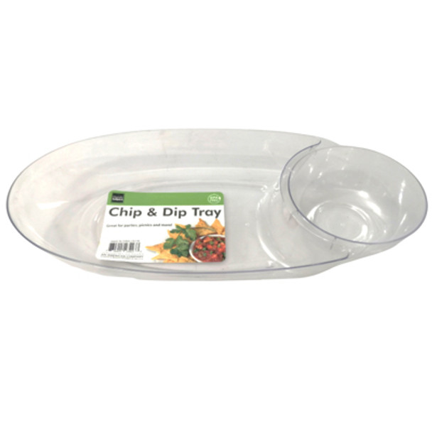 CHIP N DIP TRAY CLEAR PS 17IN OVAL SHAPE/CASE CUT CARTON