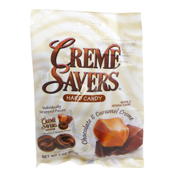 CREME SAVERS CHOCOLATE AND CARAMEL CREME 3 OZ PEG BAG