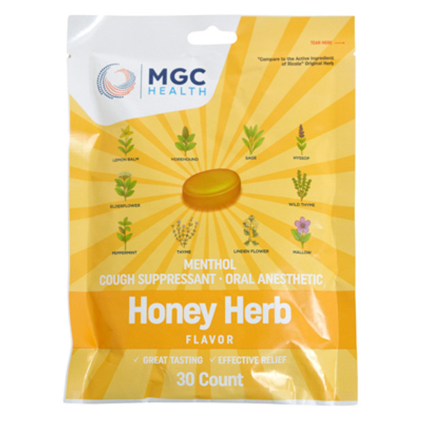 COUGH DROPS 30CT HONEY HERB COMPARE TO RICOLA 8-12PC TRAY PACK 08/2027