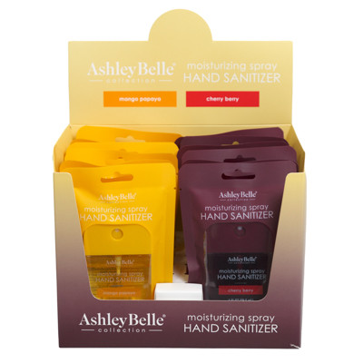 HAND SANITIZER 1OZ MANGO PAPAYA/CHERRY BERRY MOISTURIZING SPRAY ASHLEY BELLE