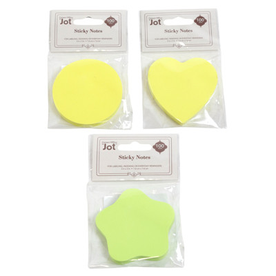 STICKY NOTES 100SHEET FUN SHAPED PADS 4AST CLRS PBH