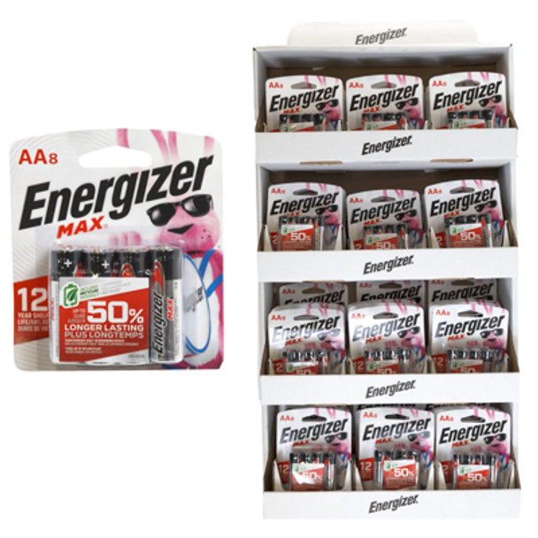ENERGIZER MAX ALKALINE 48PC DISPLAY 48-AA 8PK EXPIRY DATE 12/2035 NO ONLINE SALES