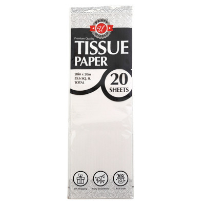 TISSUE PAPER 20CT WHITE 20X20