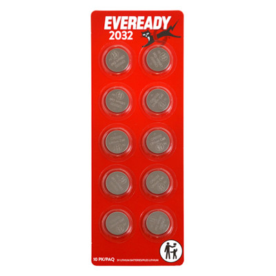 EVEREADY 10 PACK 2032 BATTERIES 3V LITHIUM COIN CARDED NO ONLINE SALES - SELL IN USA ONLY