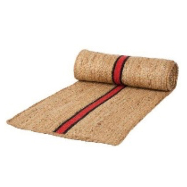 TABLE RUNNER 16X90 BOLD STRIPED JUTE RED/BLACK