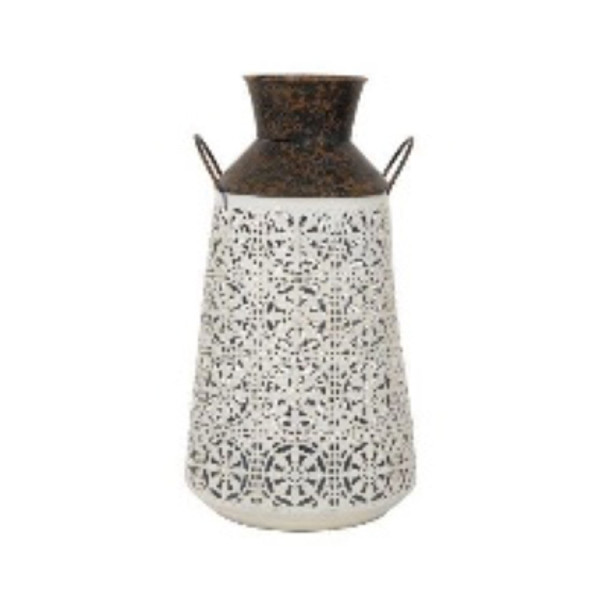 VASE 7X7X13 SNOWFLAKES METAL WHITE