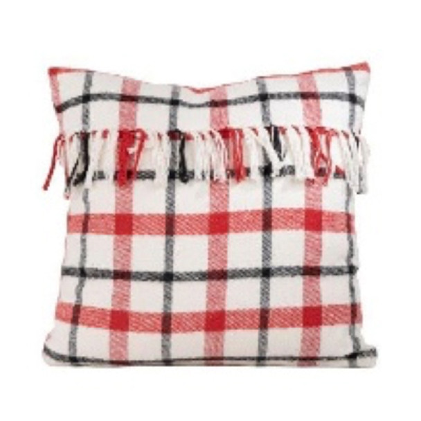PILLOW 18X5X18 SQUARE TATTERSALL FLANNEL