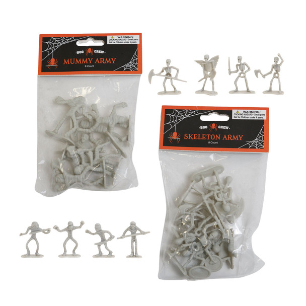 MUMMY/SKELETON ARMY 8PK HALLOWEEN FIGURES PARTY FAVOR/CLASSROOM EXCHANGE/PBH