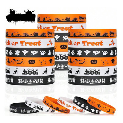 BRACELET SILICONE HALLOWEEN 6PK 3CLRS/2 DESIGNS PERPK OPP/HDR