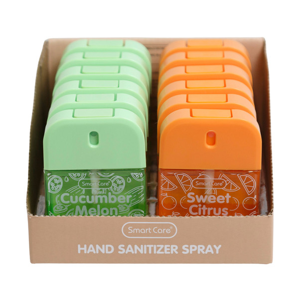 HAND SANITIZER SPRAY 1OZ SCENTED 12PC TRAY PACK CUCMBER MELON & SWEET CITRUS