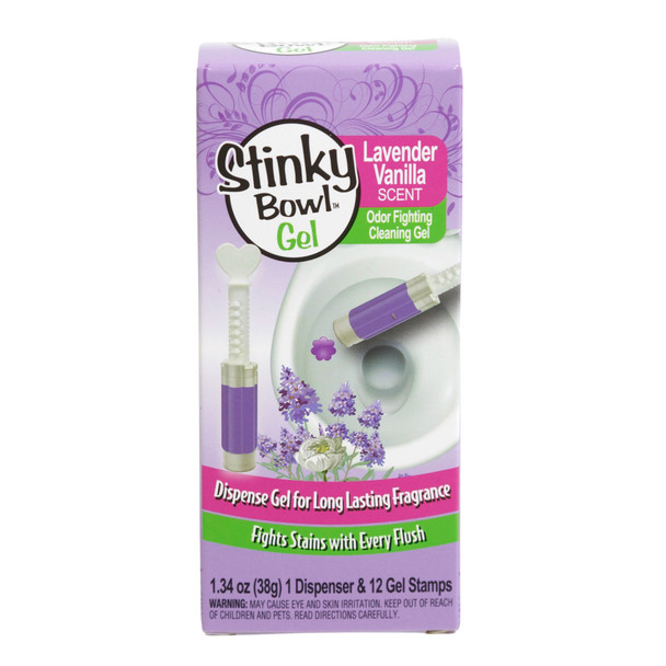 TOILET CLEANING STINKY BOWL STAMPS 1.34OZ LAVENDER  1DISPENSER & 12GEL STAMPS