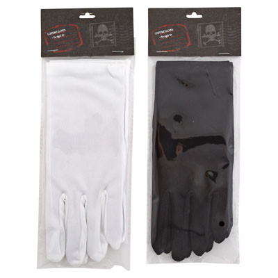 GLOVES SHORT DRESS-UP BLACK/WHITE 8.5IN L/PBH