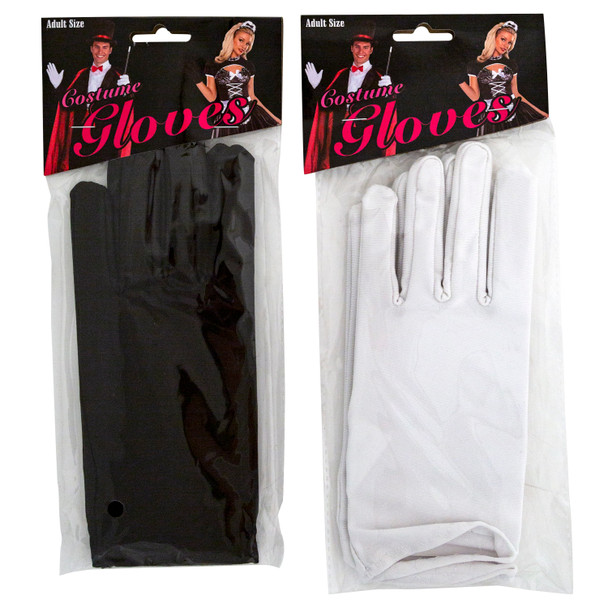 GLOVES SHORT DRESS-UP BLACK/WHITE 8.5IN L/PBH