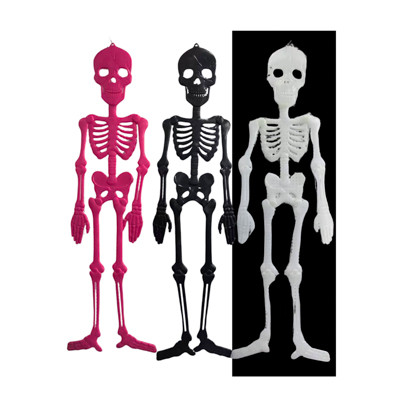 SKELETON 59IN PLASTIC DECOR 3ASTCOLOR/3PC BLACK & PINK/6PC GID/TWINE HANGER W/HT