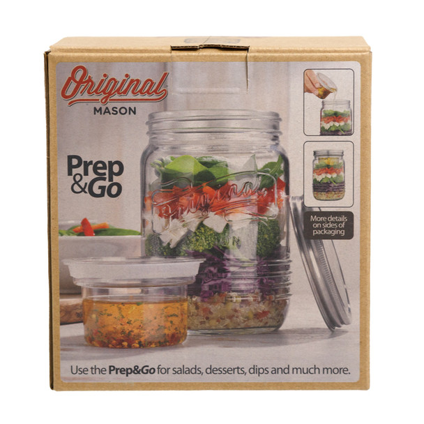 MASON SALAD JAR 33.8OZ ORIGINAL GLASS PREP&GO