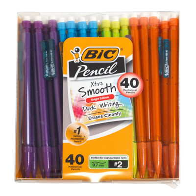 BIC MECHANICAL PENCILS #2 LEAD 0.7MM 40CT XTRA SMOOTH DARK WRITING BRIGHT EDITION