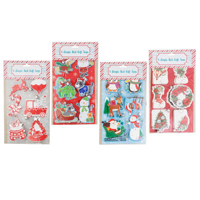 GIFT TAGS CHRISTMAS 6CT W/JINGLE BELL/SELF ADHESIVE PB INSERT