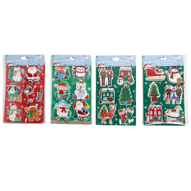 GIFT TAGS CHRISTMAS 6CT W/JINGLE BELL/SELF ADHESIVE PB INSERT