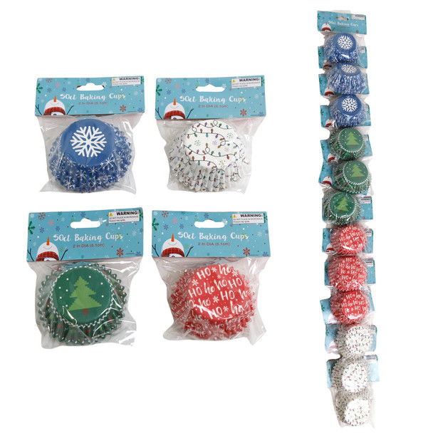 BAKING CUPS CHRISTMAS 2IN 50CT 4AST ON 12PC PRELOADED MDSGSTRIP/PBH