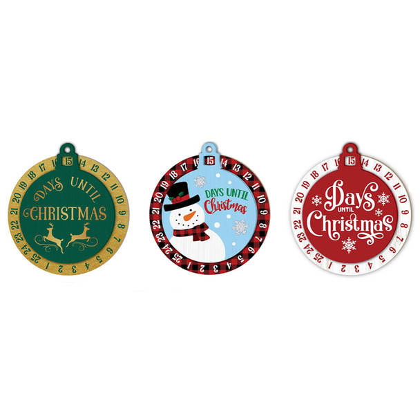 COUNTDOWN CALENDAR MDF WALL PLAQUE ROTATABLE NUMBERS 11.8 X 13IN 3AST/XMAS MDF/LABEL