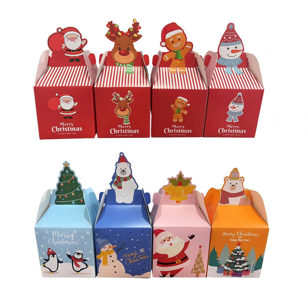 TREAT BOX CHRISTMAS 4PK/4 DESIGNS PER SET/2AST COMBOS 6.3 X 9.84IN XM/PBH