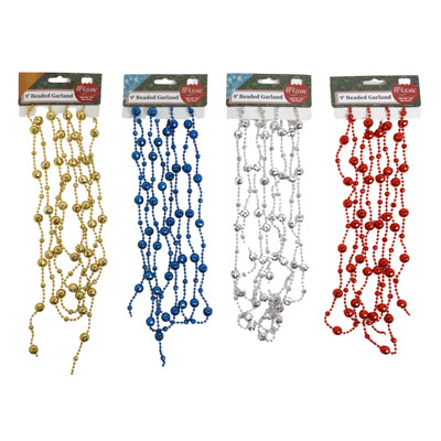 GARLAND DISCO BALL BEAD 9FT 5COLORS XMAS PBH