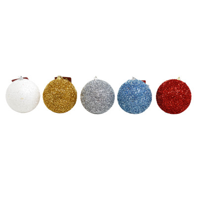 TINSEL BALL ORNAMENT 4.72IN 5AST COLORS/XMAS HDR