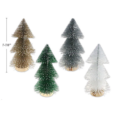 CHRISTMAS TREE BOTTLE BRUSH 7.7IN SNOW DUSTED 4AST IN 24PC PDQ