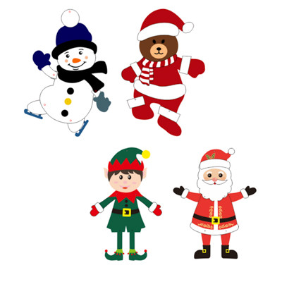 CUTOUT JOINTED FELT CHRISTMAS FIGURES 4AST APROX 20IN EA/HT