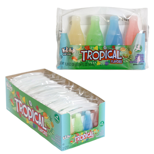 NIK-L-NIP TROPICAL BOTTLES 4/PKG 4 FLAVORS COUNTER DISPLAY