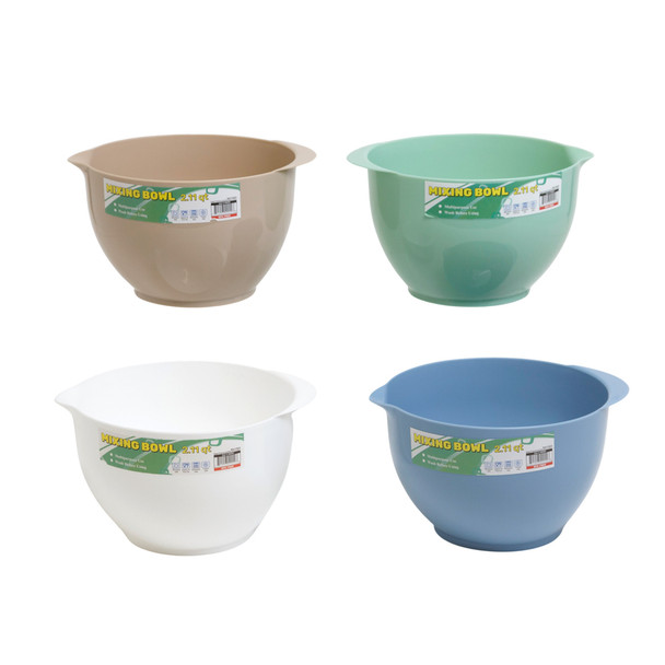 MIXING BOWL 67 OZ 4 ASSORTED COLORS GREEN BLUE BEIGE WHITE