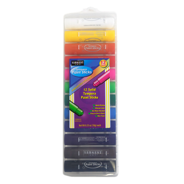 TEMPERA PAINT STICKS 12CT SARGEN ART 12 COLORS