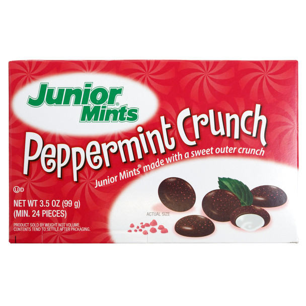 JUNIOR MINTS REPPERMINT CRUNCH 3.5 OZ BOX IN COUNTER DISPLAY