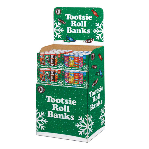 TOOTSIE ROLL AND FRUIT ONES 5.7 OZ BANKS IN CHRISTMAS FLOOR DISPLAY