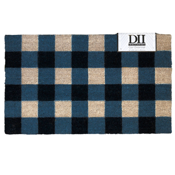DOORMAT 18X30 BUFFALO CHECKER FARMHOUSE NAVY/WHITE COIR/PVC
