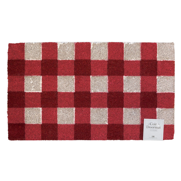 DOORMAT 17.5X29.5 BUFFALO CHECKER FARMHOUSE RED/WHITE COIR/PVC