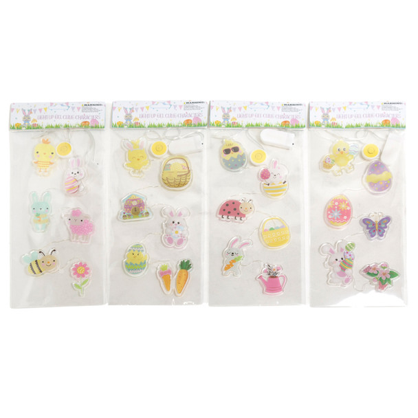 GEL CLING STICKER LIGHT-UP 4AST EASTER IN TRY ME PKG