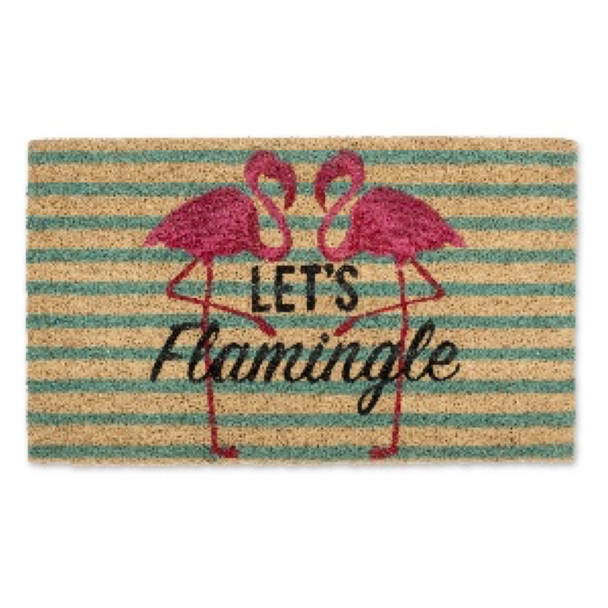 DOORMAT 17X29 LETS FLAMINGLE COCONUT COIR/PVC