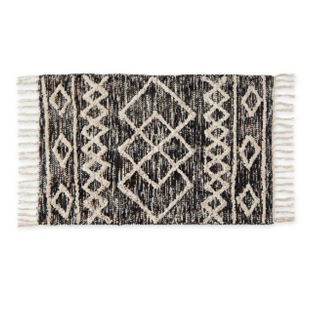 SCANDINACIAN RUG 2X3 LOOMED SHAG BLACK 100%COTTON