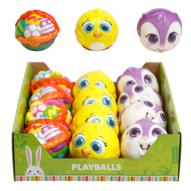 BALL 3IN FOAM SCULPTED EASTER 3ASSORTED IN 12PC PDQ