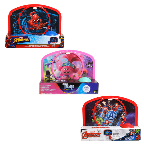 HOOP SET LICENSED PLASTIC ASSORTED AVENGERS, TROLLS, SPIDERMAN
