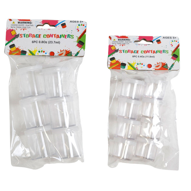 CRAFT STORAGE PLASTIC JARS 6 OR 8PC 2 SIZE/PBH