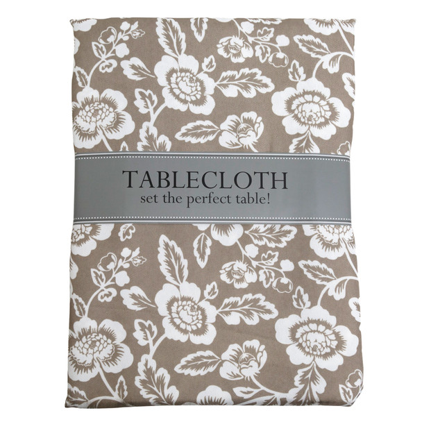 TABLECLOTH 60X120 W/ZIPPER STONE FLORAL PRINT INDOOR/OUTDOOR WATER/STAIN RESISTANT 100%POLYESTER