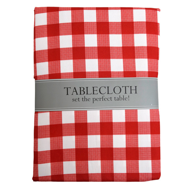 TABLECLOTH 60X120 W/ZIPPER TANGO RED CHECKER INDOOR/OUTDOOR WATER/STAIN RESITANT 100%POLYESTER