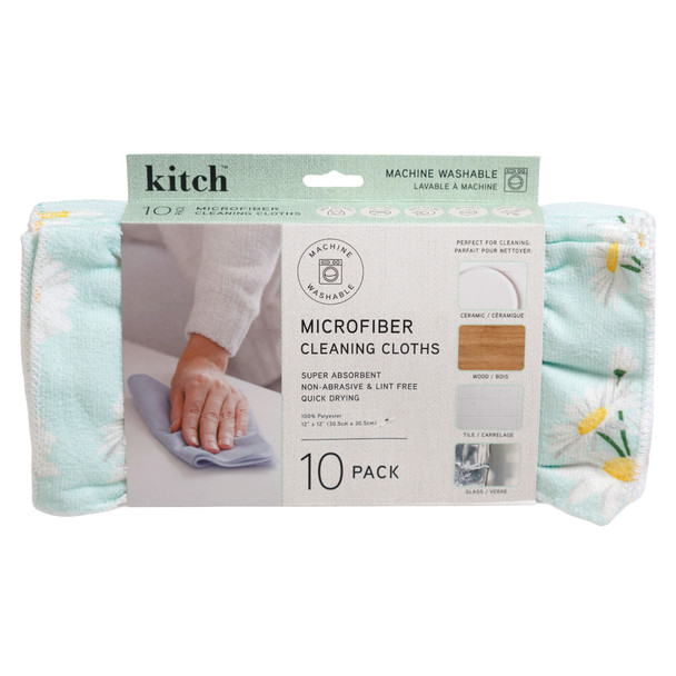 MICROFIBER CLOTH 10PC SET 12X12 DAISY BLUE PEGGABLE KITCH
